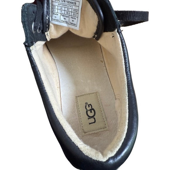 UGG Taya Womens 8.5 Pre-Owned Stingray Leather Black/White CapToe Sneakers Shoes - Picture 11 of 11